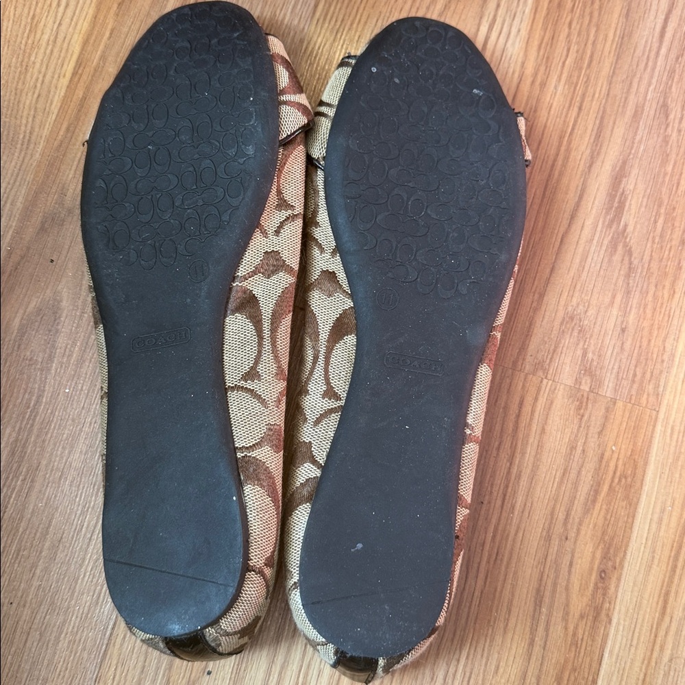 Vintage coach flats slides shoes brown and gold size 11- read description - Picture 2 of 3